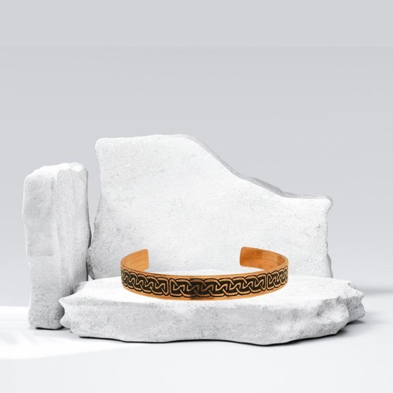 Skyfeel Saf Bakır Bileklik Motifli Desing 2-Her Bileğe Uygun-Geçmeli-Unisex