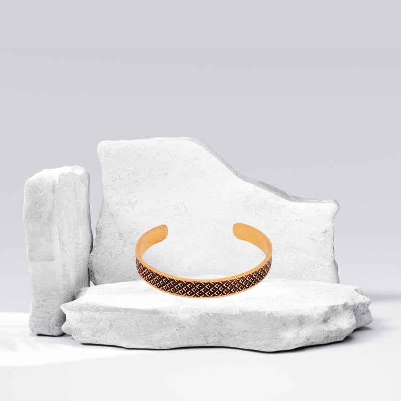 Skyfeel Saf Bakır Bileklik Motifli Desing 4-Her Bileğe Uygun-Geçmeli-Unisex